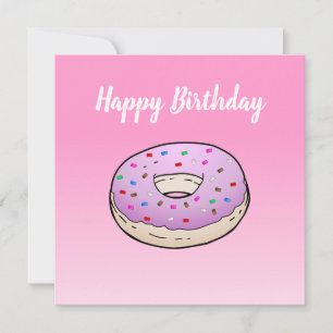 Donut with pink icing and sprinkles card
