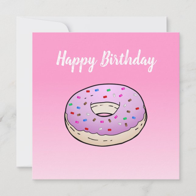 Donut with pink icing and sprinkles card (Front)