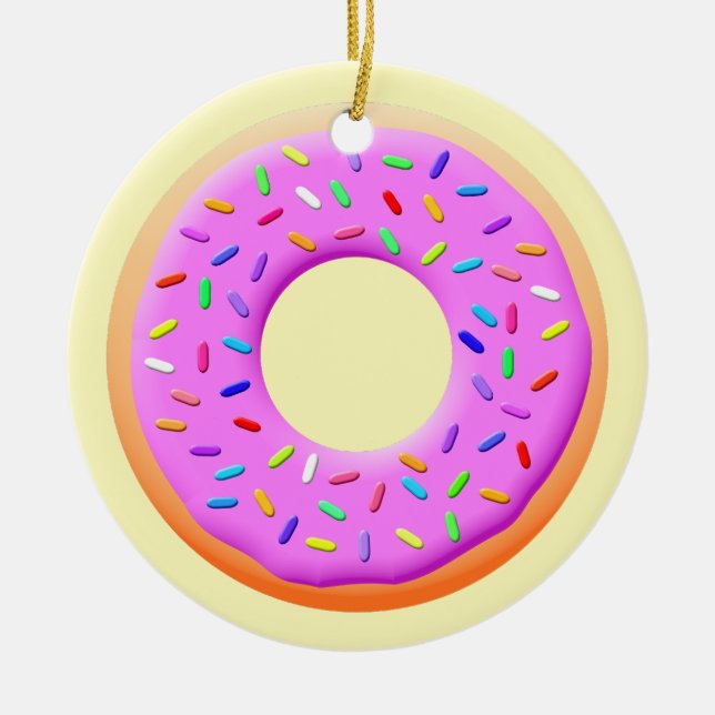 Donut With Sprinkles Drawing Ceramic Ornament (Front)