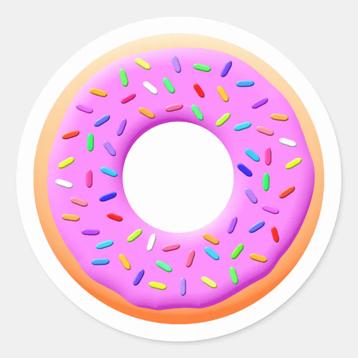 Donut With Sprinkles Drawing Classic Round Sticker Zazzle