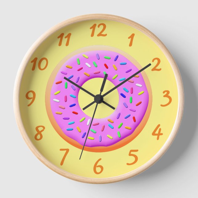 Donut With Sprinkles Drawing Clock (Front)
