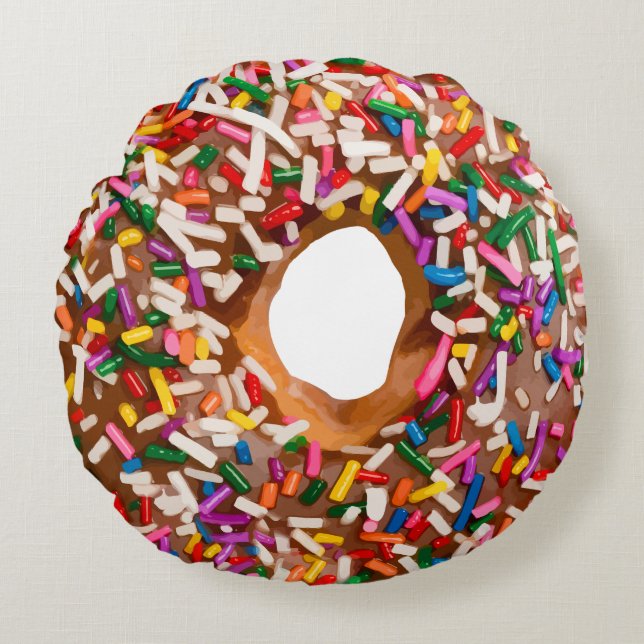 Donut With Sprinkles Round Pillow (Front)