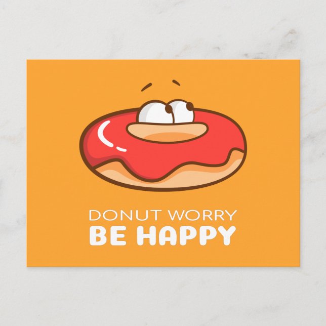 Donut Worry Be Happy Postcard (Front)