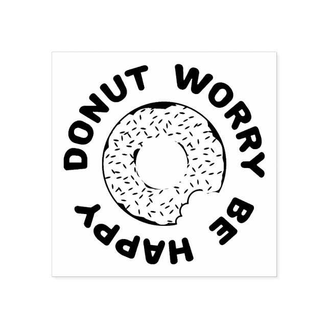 Donut Worry Be Happy Rubber Stamp (Imprint)