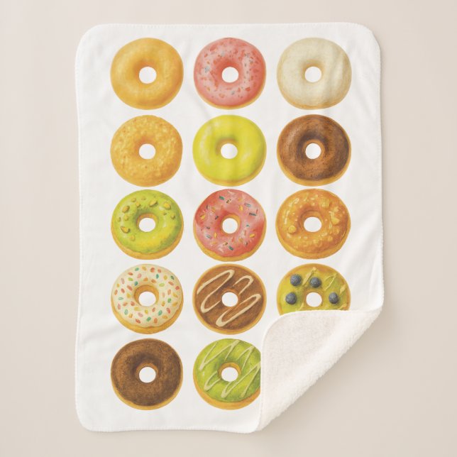 Donut Worry, be Happy! Sherpa Blanket (Front)