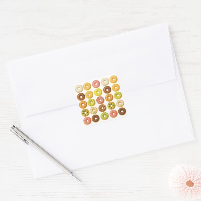 Donut Worry, be Happy! Square Sticker (Envelope)