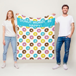 donut worry be happy with sprinkles fleece blanket