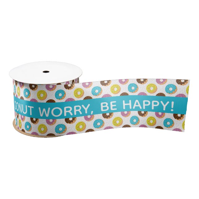 donut worry be happy with sprinkles satin ribbon (Spool)