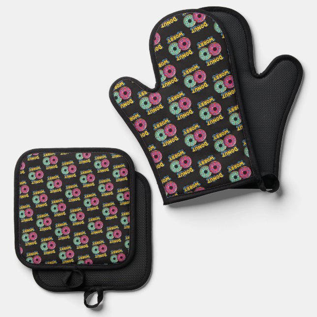 Donut Worry Oven Mitt & Pot Holder Set (Front/Back)