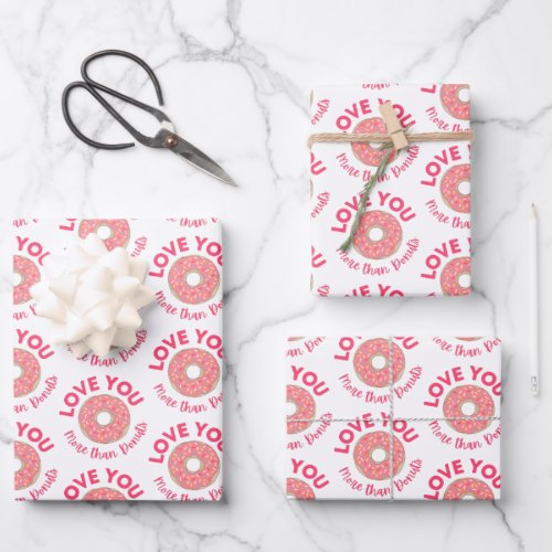 Donut Wrapping Paper Flat Sheet Set of 3