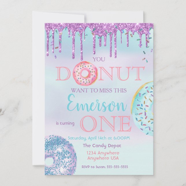 Donut, You donut want to Miss birthday Invitation (Front)