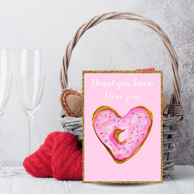 Donut You Know, I Love You! Pink Donut Valentine's Holiday Card (Creator Uploaded)