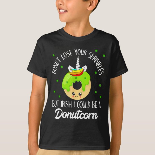 Donutcorn Funny Cute Donut Unicorn Irish St Patric T-Shirt (Front)