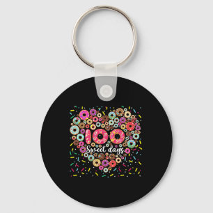 Donuts 100 Sweet Days Happy 100th Day Of School Te Keychain