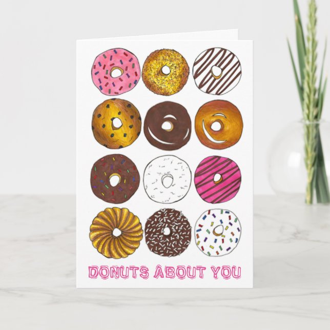 Donuts About You Valentine's Day Love Donut Card (Front)