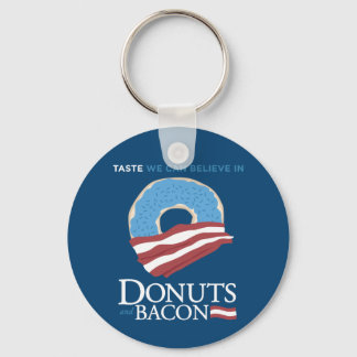 Donuts and Bacon: Taste we can Believe in - blue Keychain