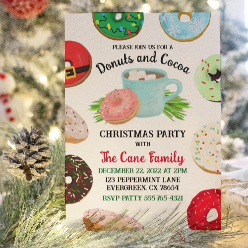 Donuts and Cocoa Holiday Party Invitation