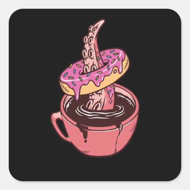 Donuts and Coffee Square Sticker (Front)