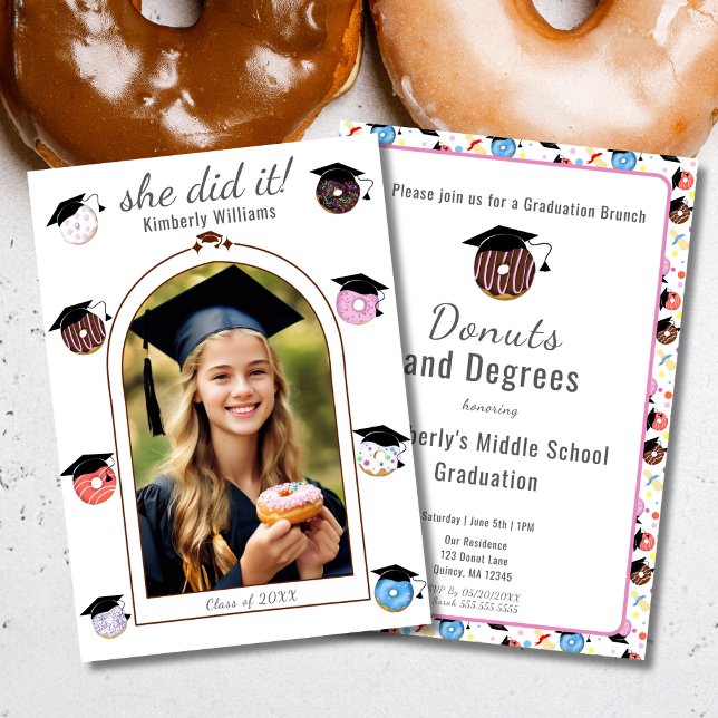Donuts and Degrees Graduation Announcement Card (Creator Uploaded)