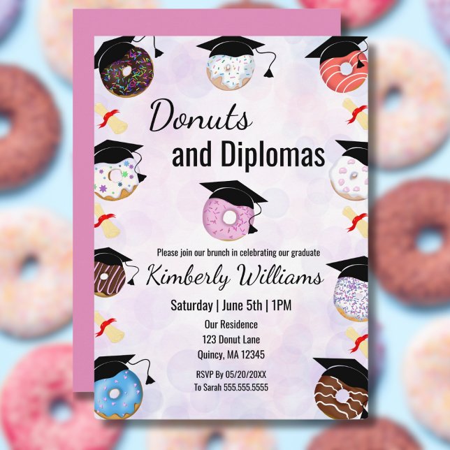 Donuts and Degrees Graduation Brunch Invitation (Creator Uploaded)