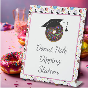 Donuts and Degrees Graduation Donut Dipping Pedestal Sign