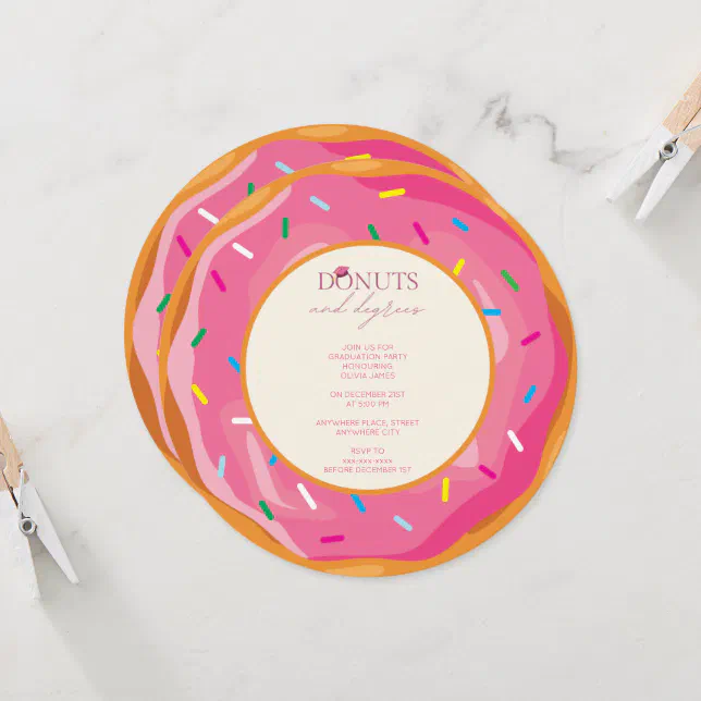 Donuts and Degrees graduation party Invitation






