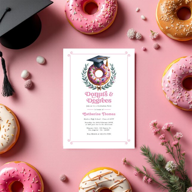 Donuts and Degrees Graduation Party Photo Invitation (Donuts and Degrees Graduation Party Photo Invitation)
