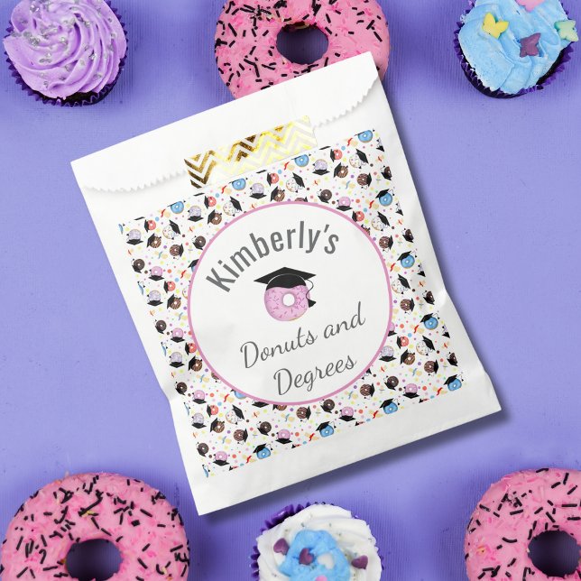 Donuts and Degrees Graduation Pattern Personalized Favor Bag (Creator Uploaded)