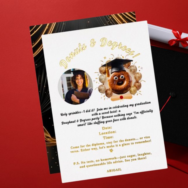 Donuts and Degrees Photo Graduation Party  Foil Invitation (Creator Uploaded)