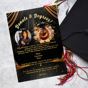 Donuts and Degrees Photo Graduation Party  Foil Invitation