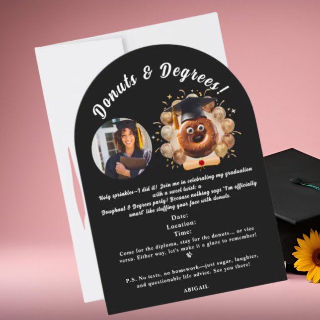 Donuts and Degrees Photo Graduation Party  Invitation (Creator Uploaded)