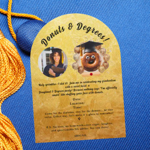 Donuts and Degrees Photo Graduation Party  Invitation