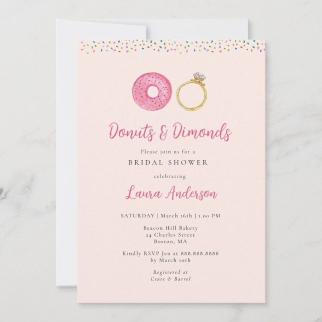 Donuts and Diamonds Bridal Shower Invitation (Front)