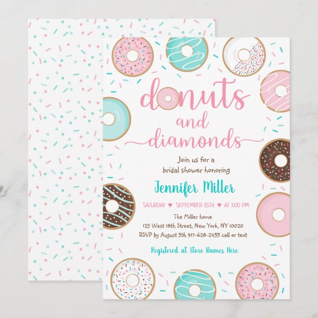 Donuts and Diamonds Bridal Shower Invitation (Front/Back)