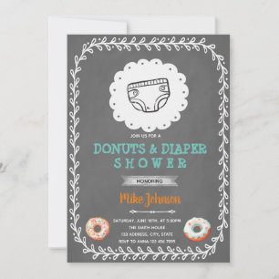 Donuts and diaper baby shower invitation