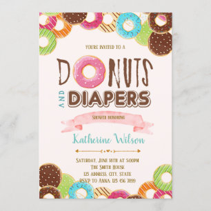 Donuts and diaper sprinkle party invitation