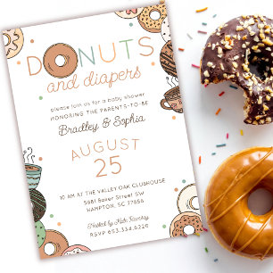 Donuts and Diapers Baby Boy Couples Shower Invitation