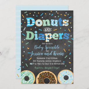 Donuts and Diapers Baby Boy Sprinkle Chalkboard Invitation