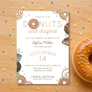 Donuts and Diapers Baby Boy Sprinkle Shower Invitation