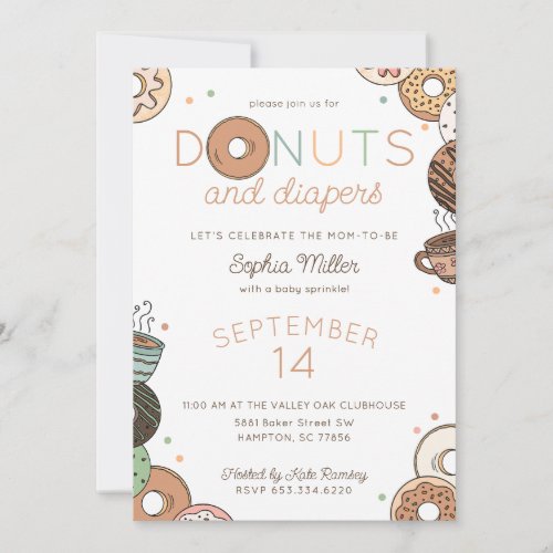 Donuts and Diapers Baby Boy Sprinkle Shower Invitation