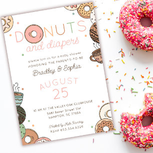 Donuts and Diapers Baby Girl Couples Shower Invitation