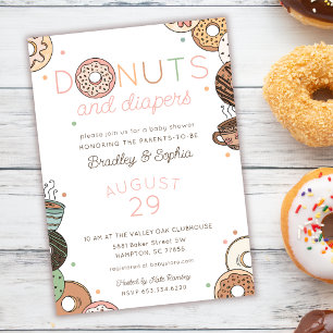 Donuts and Diapers Baby Girl Shower Invitation