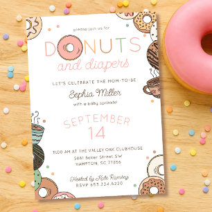 Donuts and Diapers Baby Girl Sprinkle Shower Invitation