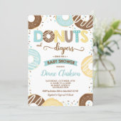 Donuts and Diapers Baby Shower Baby Boy Donuts Invitation (Standing Front)