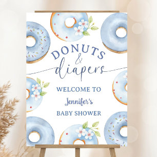 Donuts And Diapers Baby Shower Boy Blue Welcome Foam Board