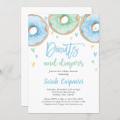 Donuts and Diapers Baby Shower boy Invitation (Front/Back)