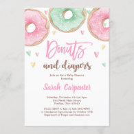 Donuts and Diapers Baby Shower girl Invitation