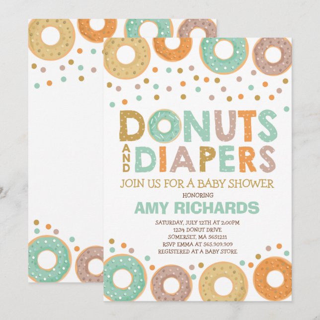 Donuts And Diapers Baby Shower Invitation (Front/Back)