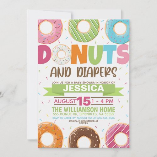 Donuts and Diapers Baby Shower Invitation