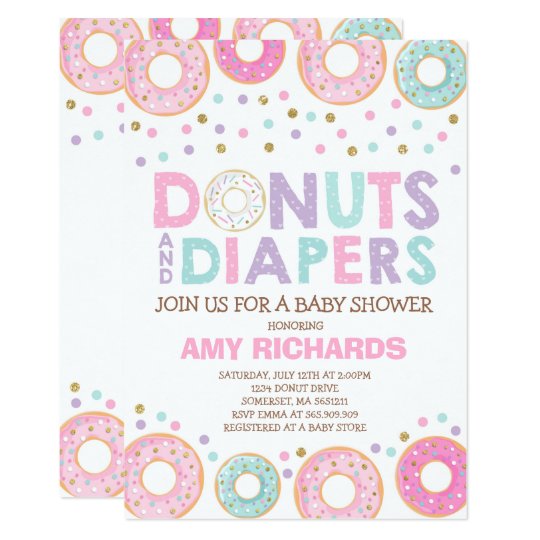 Donuts And Diapers Baby Shower Invitation Zazzle